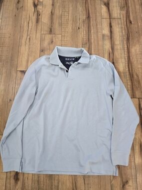 Orvis Light Blue Long Sleeve Polo Pullover